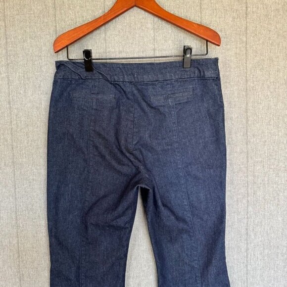 FRAME Pleated High-Rise Bell Bottom Flared Dark Blue Denim Jeans Size 32 - Picture 10 of 15